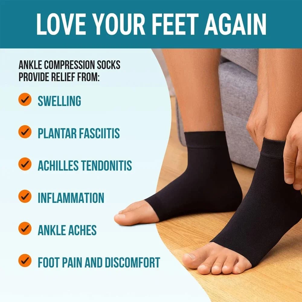 1Pair Nano Socks Neuropathy Socks Compression Sleeve For Ankle Swelling,Plantar Fasciitis,Neuropathy - Nano Brace For Women Men